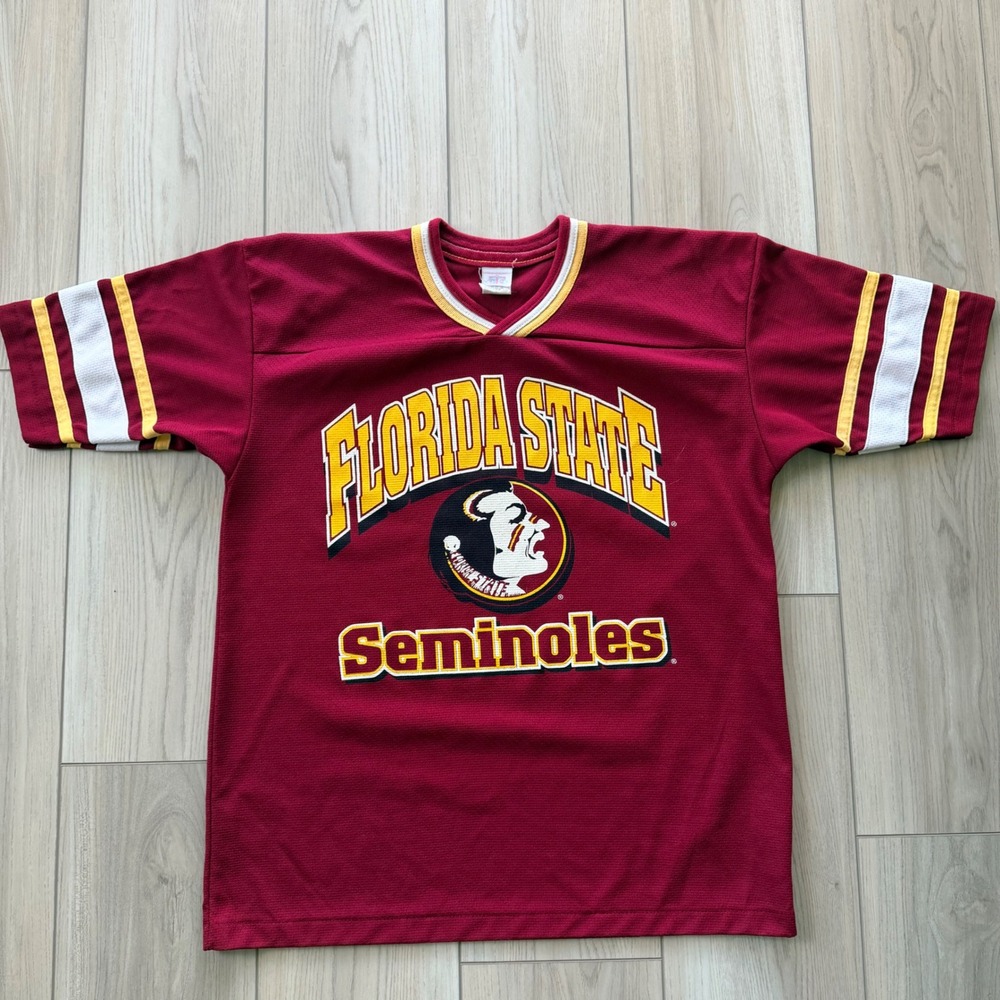 Vintage GTS Florida State Seminoles Jersey Boys XL 18/20 Red Mesh Stripe Sleeve
